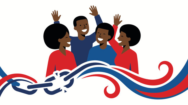 Diverse Group Celebrating Juneteenth Freedom with Unity