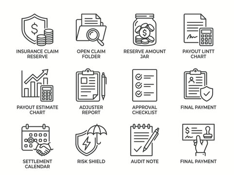 Financial Icons for Business and Insurance Services
