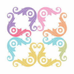 Fototapeta premium Colorful Floral Swirl Ornaments