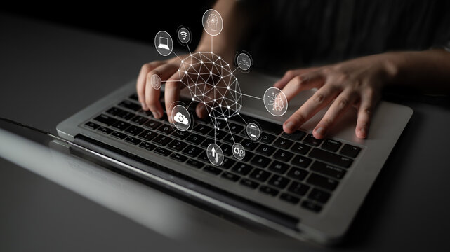 A visual of artificial intelligence network connecting AI, network, and system across a structured digital platform for seamless AI communication Latch