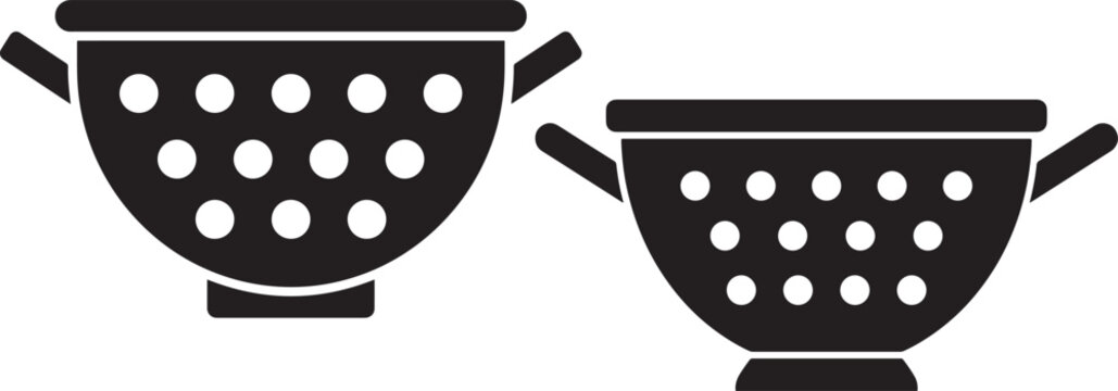 Colander icon silhouette vector kitchenware
