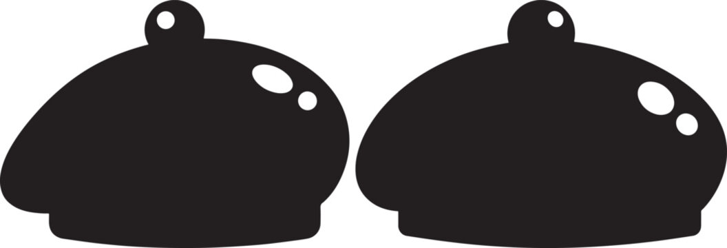 Two black beret hats isolated on white background