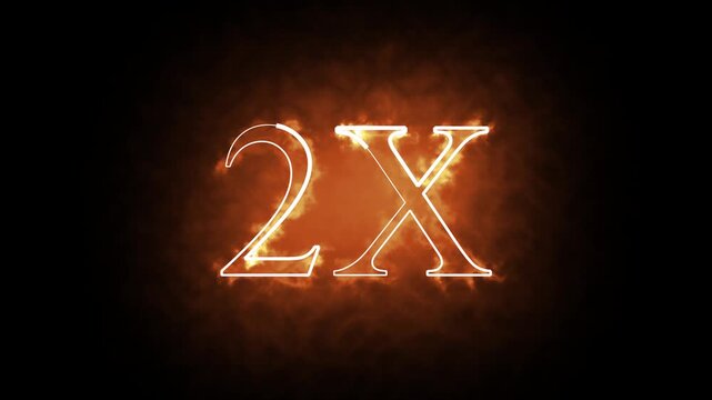 2X text Fairy Burning Glow Effect, Realistic Motion Graphics Animation. Abstract Glowing Fairy Font Waving and Burning in Slow Motion.