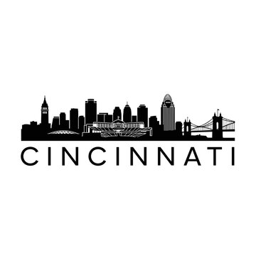 Cincinnati City Logo with Skyline Silhouette and Text