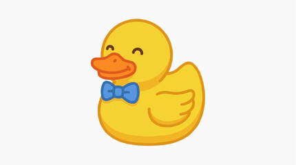 Fototapeta premium Isolated Vector Icons: Rubber Duck with Blue Bow Tie on White Background for Kids Design