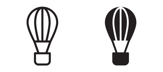 Fototapeta premium Hot air balloon icon In Flat and stroke Style Vector For App, UI, Websites. Black Vector Illustration.