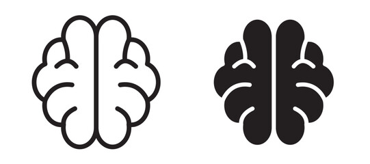Fototapeta premium Human brain icon In Flat and stroke Style Vector For App, UI, Websites. Black Vector Illustration.