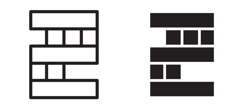 Jenga icon In Flat and stroke Style Vector For App, UI, Websites. Black Vector Illustration.