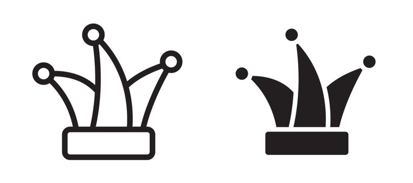 Joker hat icon In Flat and stroke Style Vector For App, UI, Websites. Black Vector Illustration.