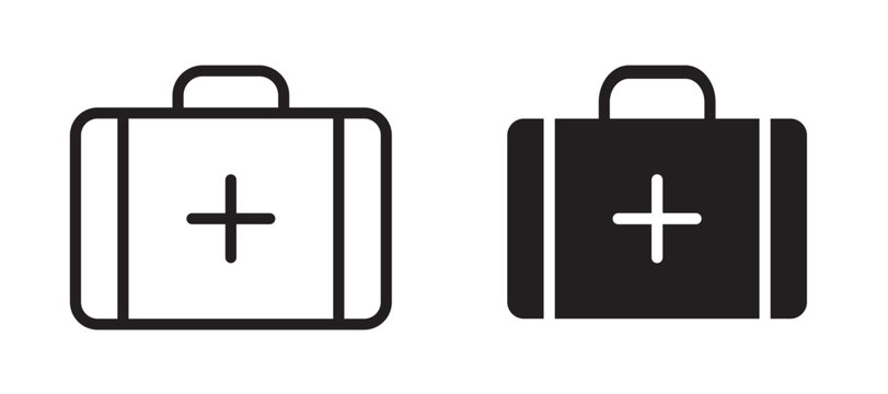 Medical aid kit icon In Flat and stroke Style Vector For App, UI, Websites. Black Vector Illustration.