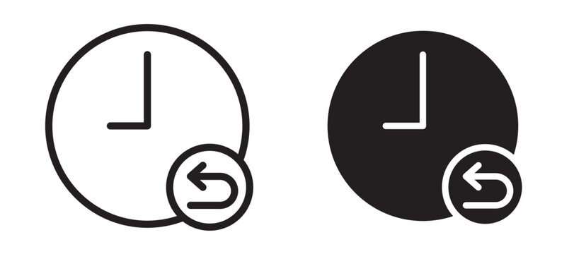 Rewind time icon In Flat and stroke Style Vector For App, UI, Websites. Black Vector Illustration.