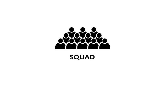 Animated teamwork concept: squad on green screen background, 1. teamwork animation
