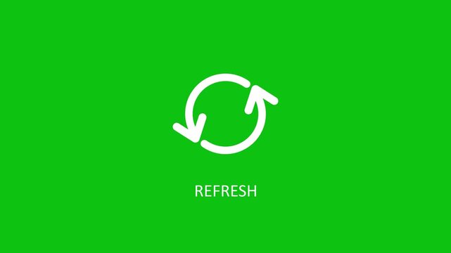 Animated refresh spinning on green background, continuous loop for modern refresh spinning green background