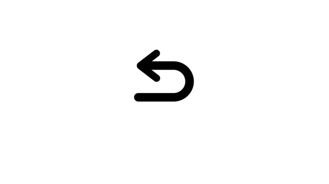 Animated undo with reversing arrow motion for ui and presentations, isolated on white background