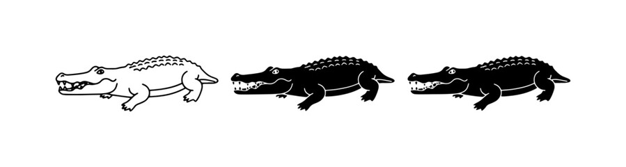 Fototapeta premium Alligator Icons, Crocodile Graphics, Reptile Vector Set