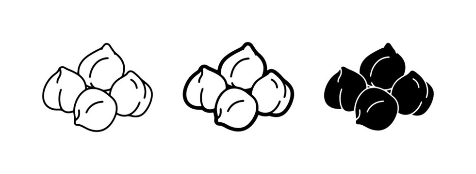 Chickpea Icons, Garbanzo Bean Vector Graphics, Healthy Food Symbols, Hummus Ingredients