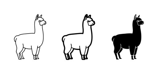 Llama Icons, Alpaca Vector Graphics, South American Camelid Silhouettes © Jasim