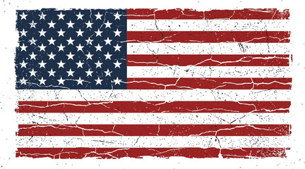 Fototapeta premium American flag displays a weathered surface texture with aged cracked paint look.