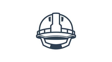 Fototapeta premium Dark blue line art illustration of a hard hat on a white background.