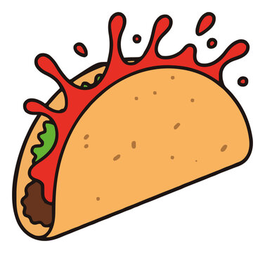 Beef taco mexican food isolated on white background. Generative AI