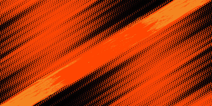 Grunge texture effect background. Distressed overlay rough textured. Abstract vintage monochrome. Black isolated on orange. Graphic design torn style concept for banner, flyer, brochure, or cover.