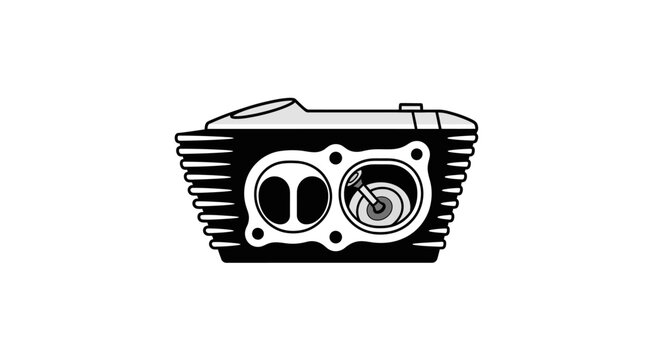 Motorcycle Engine Cylinder Head Cross Section Detailed Illustration
