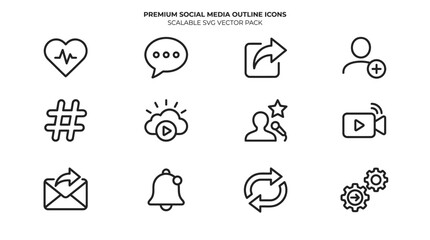 Fototapeta premium Social Media Outline Icons Collection.