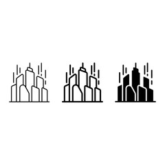 Obraz premium Modern Cityscape Icons, Urban Skyline Symbols, Abstract Buildings Vector Art