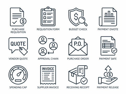 Set of Financial Icons for Business Transactions