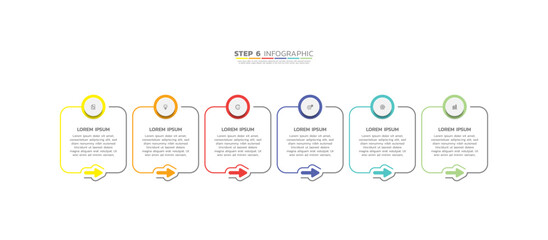 Obraz premium Presentation business abstract background infographic template colorful step 6