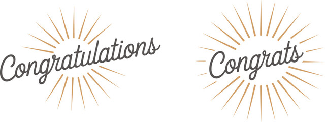 Elegant congratulations typography badges, festive congratulatory lettering burst vector illustration for celebration greeting design © MdMajnur