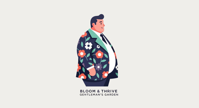 Stylish Man in Floral Print Suit Pixel Art