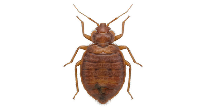 Close-up Macro of a Common Bed Bug Insect Isolated on White Background