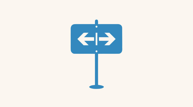 Blue Directional Signpost with Two Opposite Arrows for Decision Making and Strategy Concept
