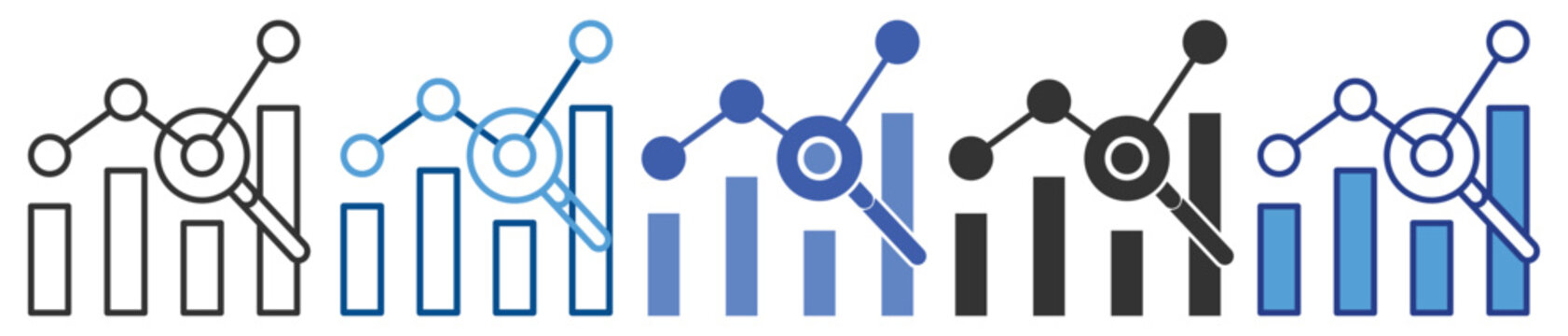 Analytics icon set multiple style collection