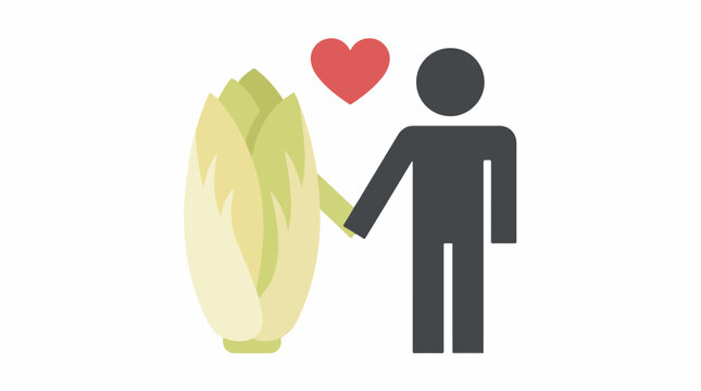 Person holding hands with endive vegetable with heart symbol