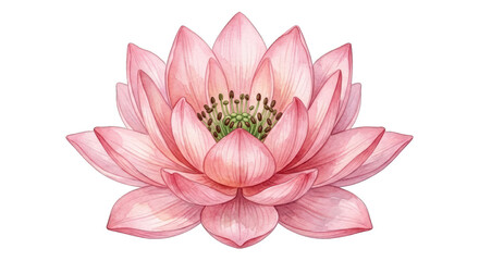 Obraz premium Pink Lotus Flower Watercolor Illustration, Isolated on White Background