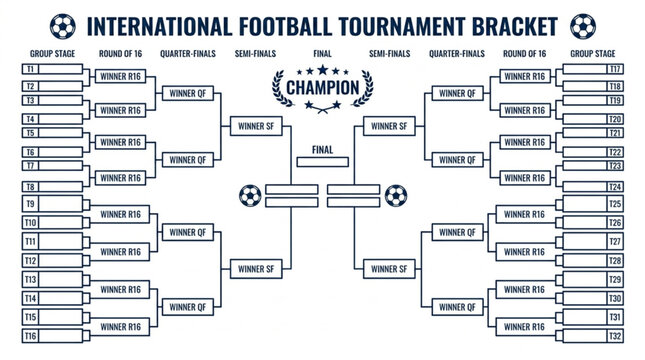 International Football Tournament Bracket - Champion Competition Structure