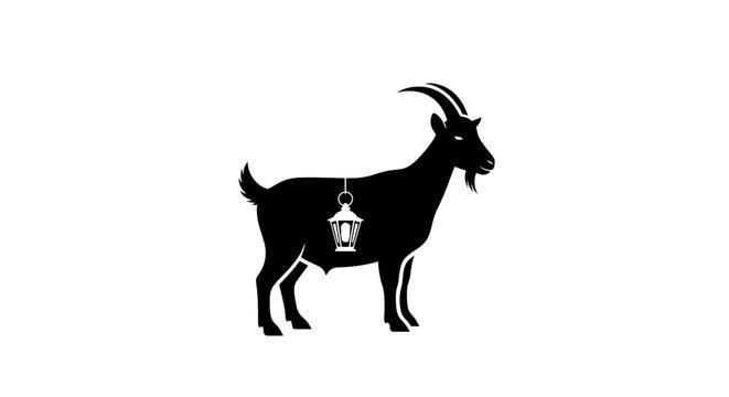Goat Profile Silhouette in Minimalist Halftone Dotted Pattern