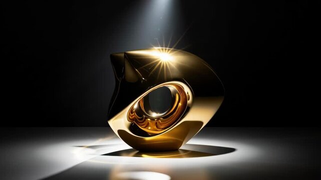 Golden Sculpture Art Abstract Design.