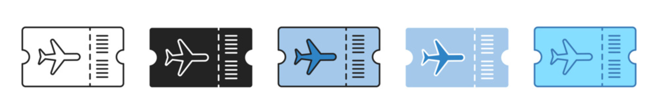 Flight ticket icon. Flight ticket icon set with multiple color variations for travel mobile application template