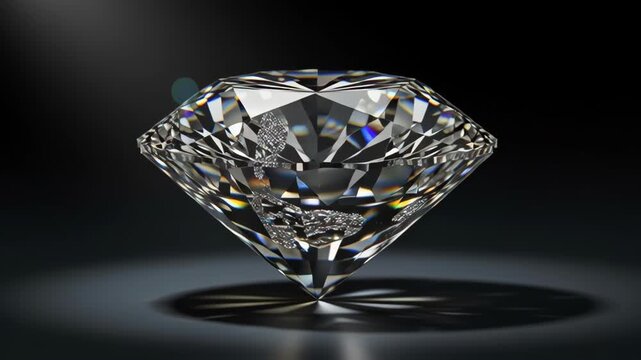 Large Diamond Gemstone on Dark Background.