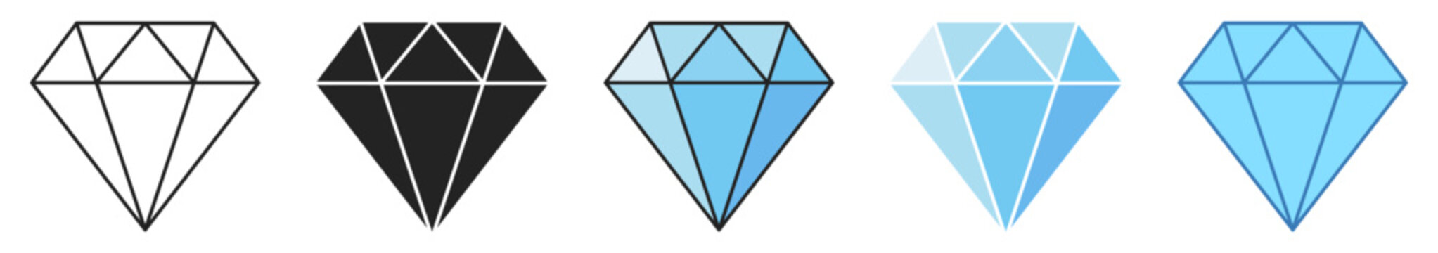 Diamond icon set. Diamond icon set in various graphic styles for luxury branding and jewelry business