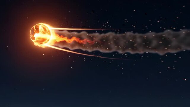 Meteorite burning in the night sky.