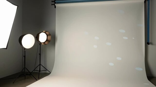 Professional photography studio with lighting equipment.