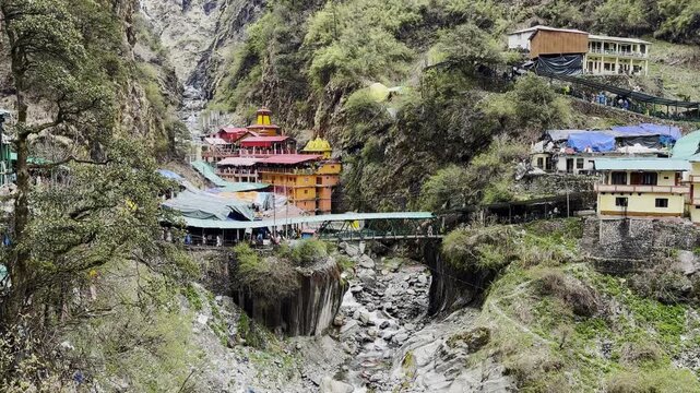 View of Yamunotri temple along with very scenic  surroundings in Uttarakhand