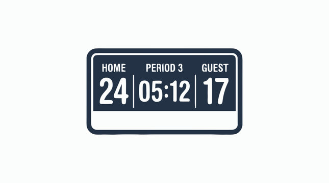 Digital Sports Scoreboard Illustration with Home and Guest Scores and Game Clock