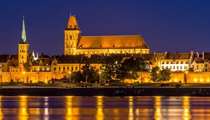 Obraz premium Wroclaw Poland Old Town River Night.