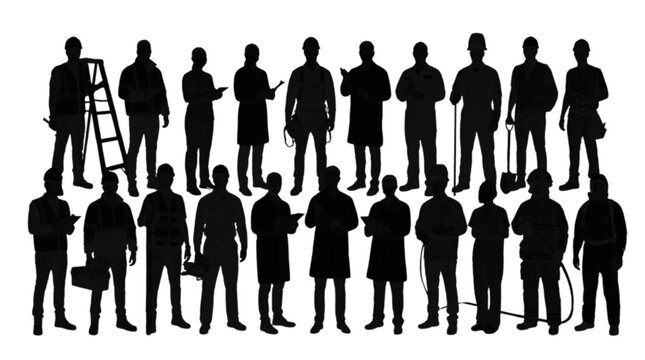 Group of professional construction workers standing together
