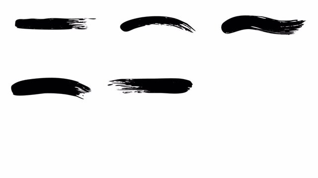 Brush stroke paint splash set animation on transparent background,  Hand-drawn Grunge brush strokes set animated with alpha channel.